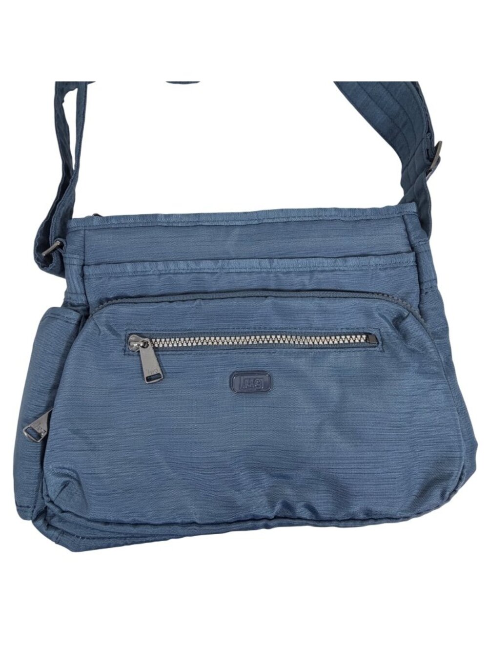 EUC Lug Shimmy Blue Quilted Shoulder Crossbody Bag Multi Compartments Travel